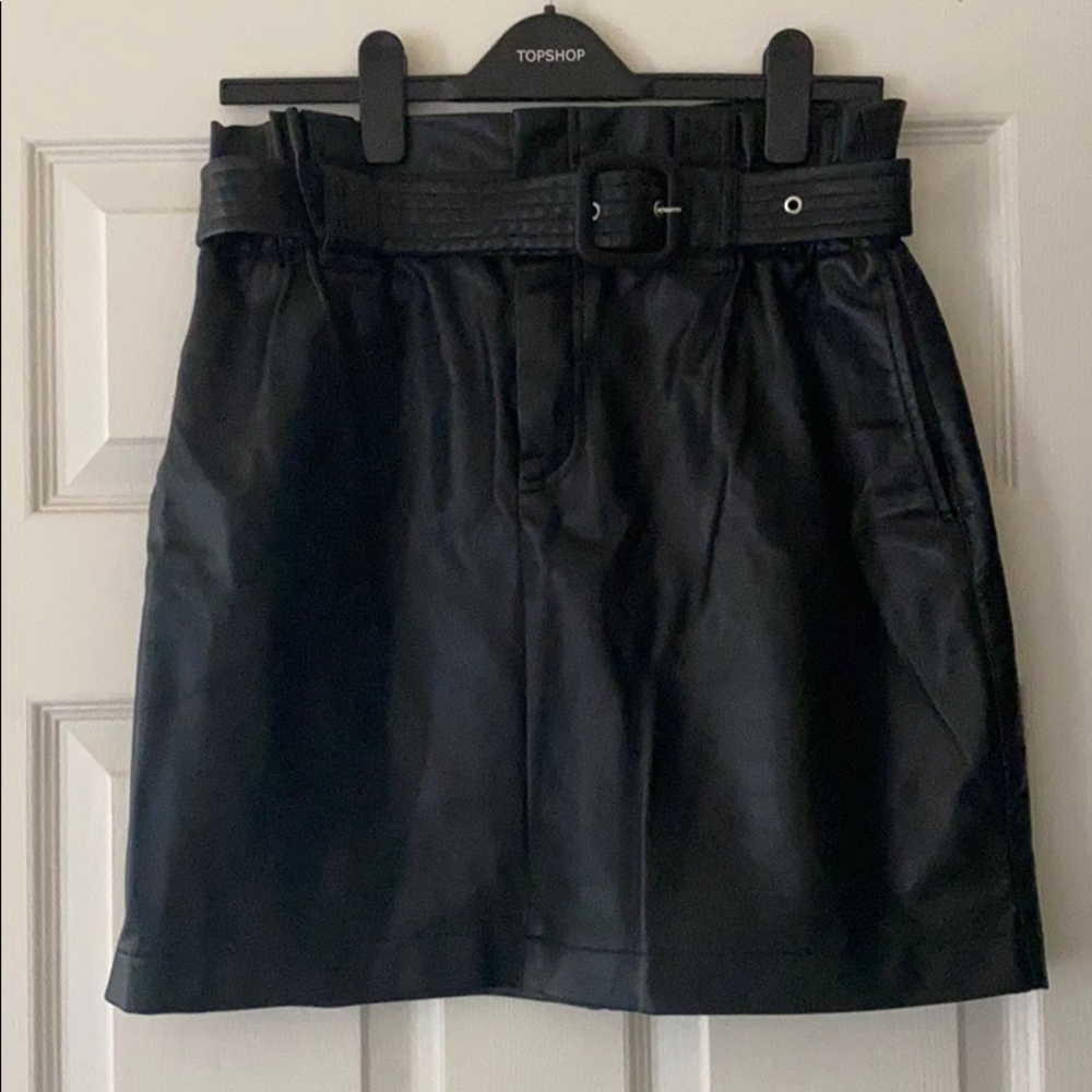 ZARA Black Faux Leather SKIRT